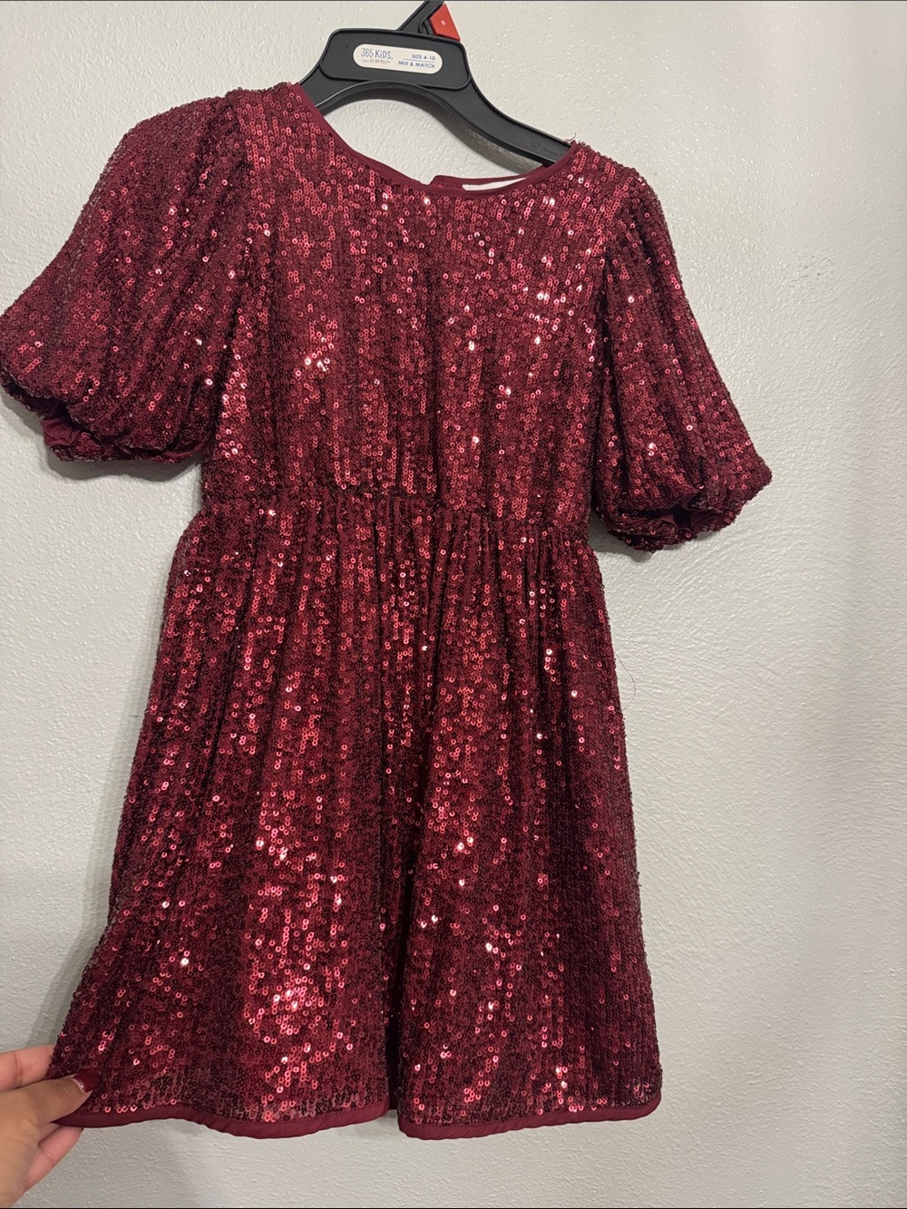 H&M Girls Burgundy Sequin Party Dress